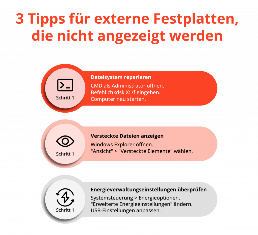 3 Tipps für externe Festplatten, die nicht angezeigt werden